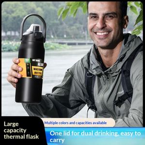 Custom Outdoor Hiking <b>Large</b> Capacity Children's 304 Stainless Steel Double-Drinking Portable Insulated Belly Water Bottle Flask - Product Image 3