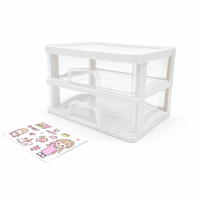 Boîte de rangement de bureau transparente Senny PP à 2 niveaux 21,6 cm x 15,8 cm, organiseur de tiroir transparent avec autocollant, vente en gros directe usine
