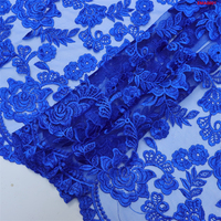 T-Win Luxe Bleu Floral Broderie Dentelle Tissu Écologique Haute Qualité 3D Guipure Tejido De Encaje De Bordado Tulle Tissu