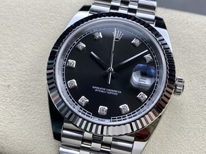 Reloj Mecánico de Lujo de Súper Calidad, Resistente al Agua, 41 mm, Acero CFactory 904L, Movimiento 3235, Esfera con Diamantes Negros 126-334, Correa Jubilee - Product Image 3