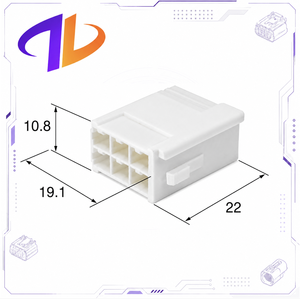 Connecteur de faisceau de câbles automobile 6098-2680 compatible, 6 broches femelles, 2,3 mm, SL 090, contact en cuivre non scellé, boîtier en nylon, 12V 3A - Product Image 1