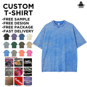 Camiseta Vintage Extragrande Lavada Al Ácido con Logo Personalizado, Efecto Desgastado y Gran Gramaje, 100% Algodón de Alto Peso para Hombre - Product Image 1