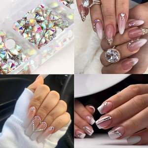Pour <span class=keywords><strong>Amazon</strong></span> Best-seller 3D Micro Diamant Nail Art AB Boutique <span class=keywords><strong>Strass</strong></span> Acrylique Perles 4pcs Lâche pour Ongles Vêtements Bijoux - Product Image 4