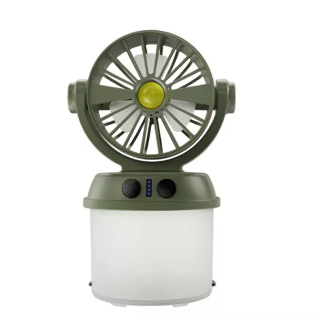 Solar Powered USB Camping Light & Fan with LED Lantern-Foldable & Wearable Waterproof for Car/RV Use 1000mAh Battery