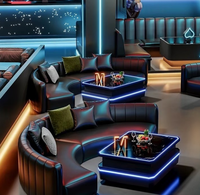Ensemble de meubles de discothèque LED professionnels : canapé de banquet incurvé de luxe et table lumineuse avec logo personnalisé pour salon VIP