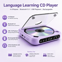 Reproductor de CD Portátil para el Aprendizaje de Idiomas, Color Morado, para Estudiantes, Niños y Adultos Mayores, con Repetición A-B, USB y Audio de 3.5mm