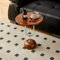 Table basse artisanale durable et moderne pour salon, en bois massif et métal, design simple, petite taille