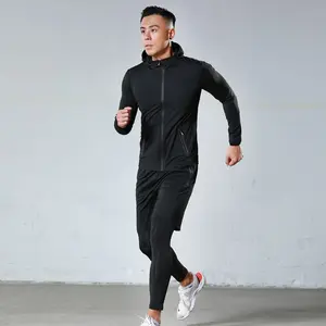 Video sıkıştırma seti Dropshipping özel Logo Polyester hızlı kuru elastik 5 adet egzersiz kıyafeti Fitness giysileri erkek spor giyim