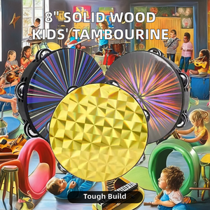 โออีเอ็ม8นิ้วไม้แข็งสำหรับเด็กแทมโบรีนมือสองแถวเครื่องเคาะกระเป๋าหนังกลอง - Product Image 3