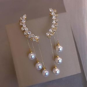 Personality Fashion Design Zircon <b>Earring</b> for Women Light Luxury Celebrity Temperament Tassels Pearl <b>Earring</b> Jewelry - Product Image 4