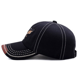 Casquette de baseball 5 panneaux, broderie ethnique aigle, effet vieilli, polyester, visière courbée, réglable, décontractée, luxueuse, sportive, vente en gros - Product Image 2