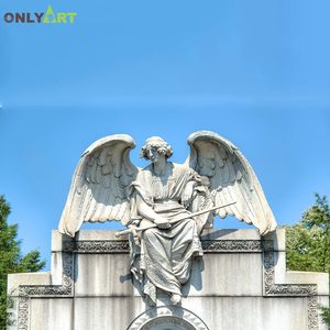 Statue d'ange en pierre à bascule, position murale sur le marbre, Statue en quartz - Product Image 6