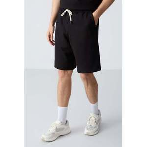 Conjunto de Pantalones Cortos Básicos para Hombre, de Algodón Negro, Gruesos, Suaves, con Textura, Corte Holgado - 85257 - Negro/negro - Product Image 5