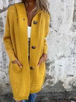 Cardigan long pour femme, manteau en tricot à capuche, cardigan côtelé surdimensionné avec poches, vêtements d'extérieur chauds pour l'hiver, Sueter