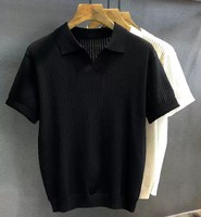 T-shirt décontracté à col rabattu pour homme – Chemise écologique à manches courtes (Polo confortable à motif ajouré pour homme)