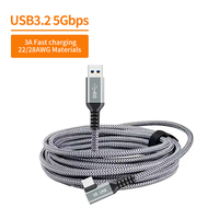 5 metros USB a tipo C ángulo recto aluminio trenzado VR Link Cámara Cable de datos