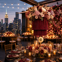 Décoration de plafond de mariage en macramé de luxe avec fleurs artificielles, lustre à franges superposées pour toile de fond de réception, vente en gros