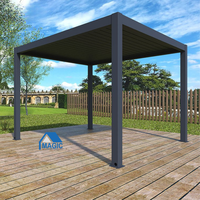 Pergola à lames orientables motorisée, pliable, en aluminium, imperméable, pour extérieur, protection solaire
