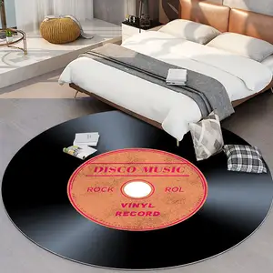 Tapis de sol rond de décoration 3d cd, accessoire géométrique de salon pour enfants, Logo personnalisé, design de maison