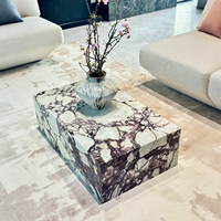Table basse de luxe personnalisée en gros carrée en marbre moderne poli durable pour le salon