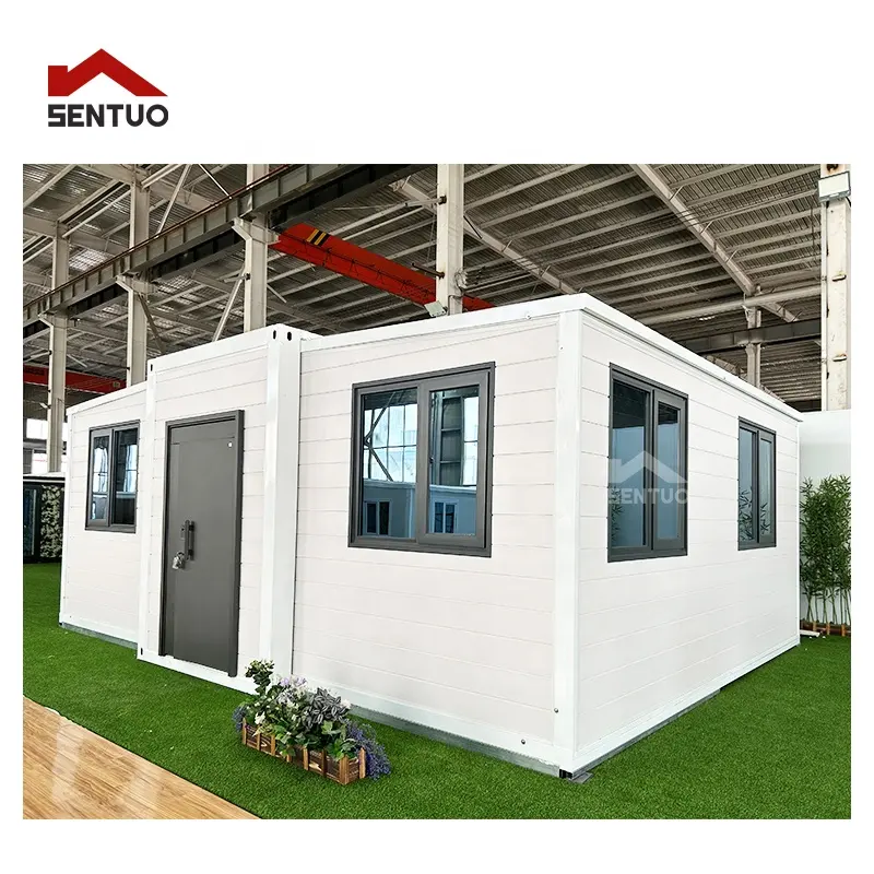 Yalıtımlı 40ft 20ft prefabrik genişletilmiş mobil konteyner evler su geçirmez 2 3 4 5 yatak odası katlanabilir genişletilebilir konteyner ev