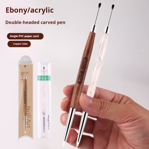 Stylo de gaufrage professionnel en silicone à double tête, avec petite poignée en bois, vente en gros d'usine, logo personnalisé, produits pour ongles, best-seller - Product Image 2