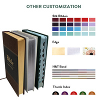 Service d'impression personnalisé en gros, OEM personnalisé, couverture rigide, livre religieux en cuir PU estampé or, Bible d'église en vrac