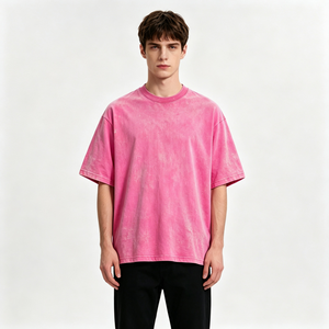 เสื้อยืดสตรีทแวร์ พิมพ์ลายกราฟิก ล้างสีแบบแอซิดวอช ทรงโอเวอร์ไซส์ ผ้าฝ้าย 100% สำหรับผู้ชาย สกรีนโลโก้ตามสั่ง ไหล่ตก ทรงหนา สไตล์วินเทจ - Product Image 1
