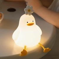 Lampe de nuit LED en silicone souple en forme de canard mignon et de fleur marguerite Goldmore, à piles, avec contrôle tactile Type-C
