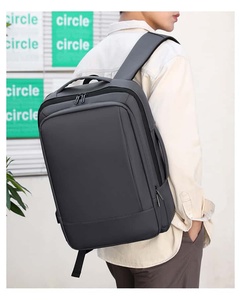 FD-033 Modern Polyester Laptop <b>Backpack</b> Air Cushion Belt Large Capacity Handle Closure Black Minimalist Design for - Product Image 1