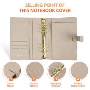 Sampul jurnal kulit perencana A5 Notebook Binder Promosi Cossni sampul jurnal A5 sampul bujet 6 cincin kancing penutup Buku Harian - Product Image 5