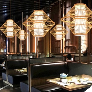 Chinese Style Bamboo Woven Pendant <b>Lamp</b> Round E27 LED Single Head Chandelier For Living Room Bedroom Dining Room - Product Image 1