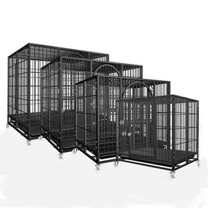 Grande gaiola de ferro dobrável para cachorros, cães de ferro confortáveis, casinha de buldogue quadrada