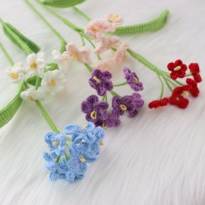 Forget Me Not Crochet Flower Gifts Handmade Artificial Elegant Knitted Flowers for Birthday Wedding <b>Present</b> Home Decor - Product Image 5