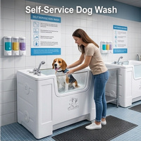 Baignoire de toilettage pour animaux de luxe en acrylique avec porte d'accès, filtre anti-cheveux anti-colmatage, emballage démontable, assemblage rapide pour salle de bain