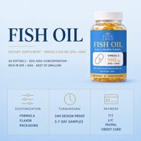 Huile de poisson à haute concentration en gélules molles, oméga-3 960 mg EPA DHA, complément alimentaire, 1 g x 60 capsules pour adultes