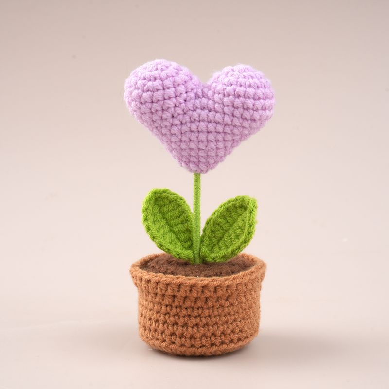 Purple heart-shaped woven plant pot