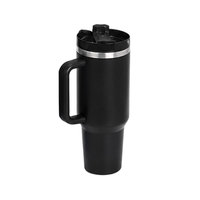 Gobelet isotherme en acier inoxydable de 40 oz avec poignée et couvercle à paille, tasse de voyage à double paroi isolée sous vide