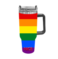 Gobelet isotherme en acier inoxydable de 40 oz sur le thème arc-en-ciel gay, tasse portable pour les longs trajets en voiture, la plage, le camping en plein air