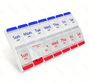 กล่องยา 14 ช่อง แยกสี จัดเก็บได้ 7 วัน ปิดสนิท ปลอดภัย แยกช่องเช้า/เย็น ขายดี - Product Image 1