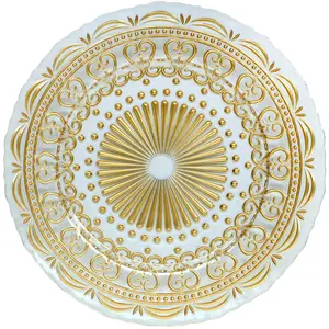 Floral Design Party Plates Gold Charger Plates Glasses For Wedding Venues 13inch