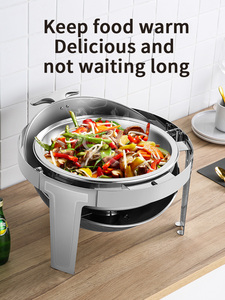 Roll Top Equipamento Comercial Hotel Buffet 6 Litros Chafing Dish Wedding Round Food Warmer com Janela Visual - Product Image 6
