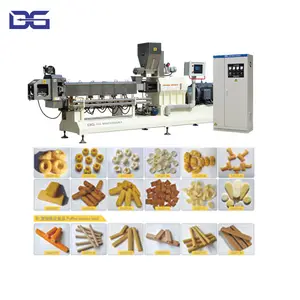 Stainless food grade automatic corn puffs snack food extruder puffed rice inflated snacks making machine
