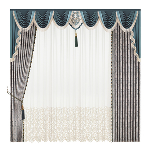 Swag Cenefa y cortina romana austriaca Cenefa Europea Cortina de ventana europea de lujo Tela de moda Textil - Product Image 4