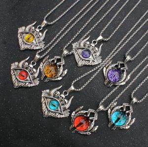 Collana Vintage in acciaio al titanio occhi di demone al cielo occhi malvagi uomini creativi Punk catena gioielli a catena - Product Image 1