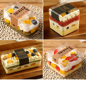 Boîte à dessert carrée en plastique transparent bon marché pour la vente en gros, conteneur alimentaire avec couvercles en matériaux recyclés pour hamburgers - Product Image 6