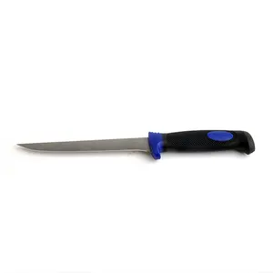 黑色蓝色厨具家用户外不锈钢防滑塑料手柄长刀片鱼片刀