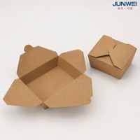 Boîtes pliables en papier kraft biodégradables et écologiques, anti-fuite, pour plats à emporter, avec impression personnalisée du logo pour la livraison de nourriture