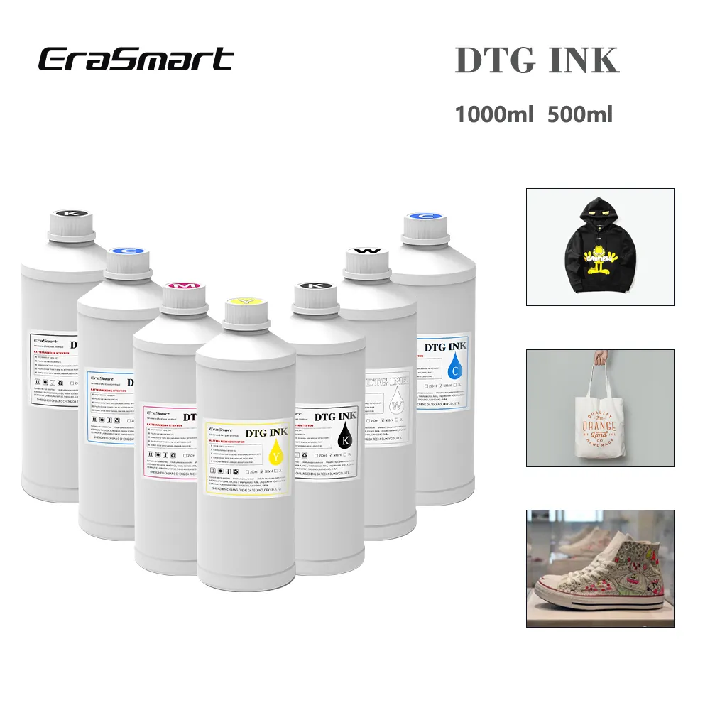 Impresora Dtg de 5 colores Erasmart, máquina de impresión de camisetas, tinta Uv directa a la tela de la prenda, pigmento Dtg, tinta textil