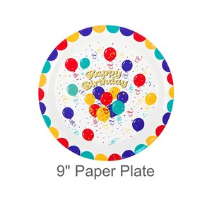 HLC Personnalisé Vaisselle de fête en papier de 7 pouces sur le thème des anniversaires, de qualité alimentaire, avec assiettes et serviettes pour la décoration d'anniversaire des enfants - Product Image 2
